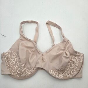 Olga SZ 40C Beige Luxury Lift Full Coverage Underwire Satin Bra Unlined Everyday